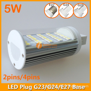 5W LED Plug Lamp G23/G24/E27 Round Shape